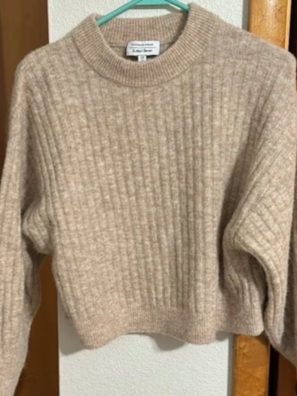 & Other Stories Mock Neck Alpaca Wool Blend Ribbed Sweater Beige XS